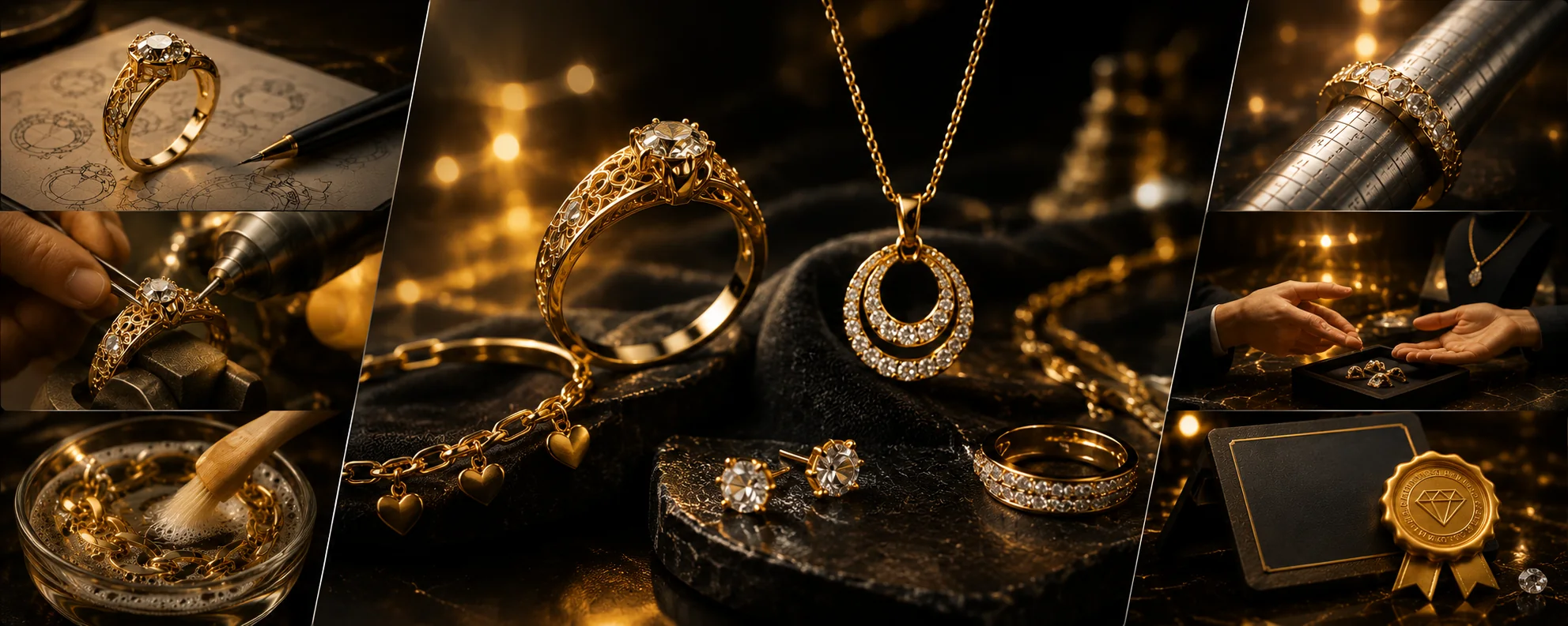 خدمات MAN JEWELLERY شامل طراحی سفارشی، تعمیر، تمیزکاری، تنظیم سایز، مشاوره خرید و گارانتی اصالت